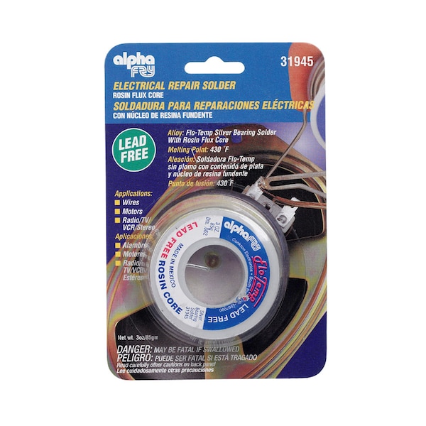 Alpha Fry Alpha Fry 3 oz Lead-Free Rosin Core Solder Wire 0.062 in. D Tin/Copper/Silver 1 pc 31945 - main